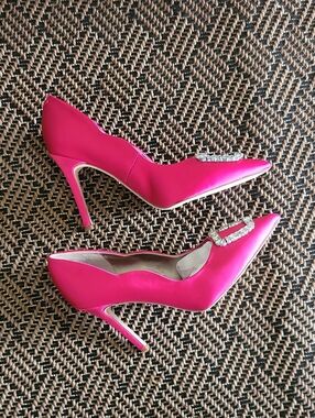 Sam Edelman Harriett Satin Pointed Toe Pump Hot Pink Sz 7.5